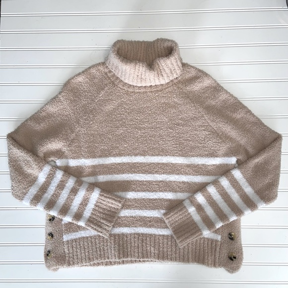Harper Sweaters - Harper Heritage Ladies S Tan & White Striped Sweater Gently Used Very Good Cond